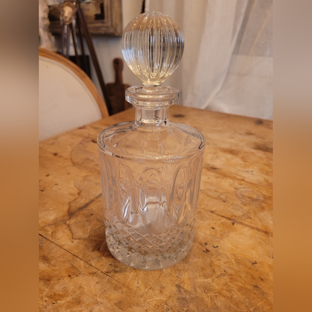 Vintage Crystal Diagonal Pointed Oval Decanter